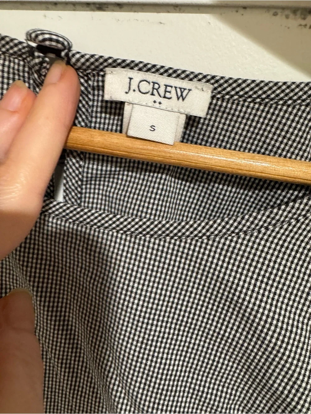 J.Crew Micro Gingham Bell Sleeve Top